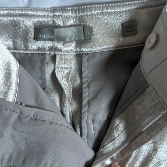 VINCE Silver Liquid Metallic Wide Leg Cropped Pants sz 2 NWOT XS - Picture 3 of 11